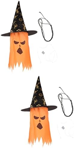 Solustre Halloween Decor 2pcs Halloween pendurado no chapéu de bruxa iluminada Halloween Decorações de Halloween