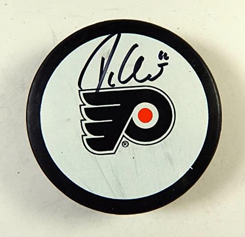 Mike Raffl assinou o Philadelphia Flyers Hockey Puck Auto 283 - Pucks autografados da NHL