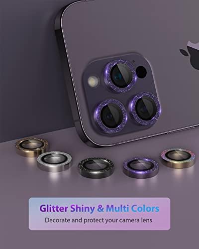 Lronfiee para iPhone 14 Pro e iPhone 14 Pro Max Camera Lens Protector Bling Glitter Aluminum Light Alloy