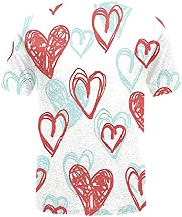 Womens Love Heart Sweatshirt Gráfico de manga longa Happy Valentine's Day Cirts Tops Casual Tops Pullover