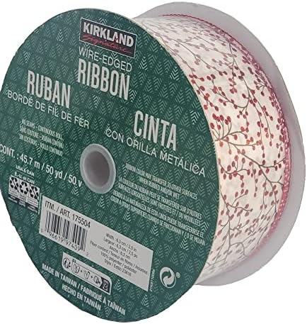 Kirkland Signature Wire Ground White com Red Holy Twig Ribbon 50yd x 2,5in