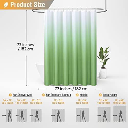 Cortina de chuveiro com tecido de malha verde da BTTN - Ombre Texturizado de cortina de tecido de