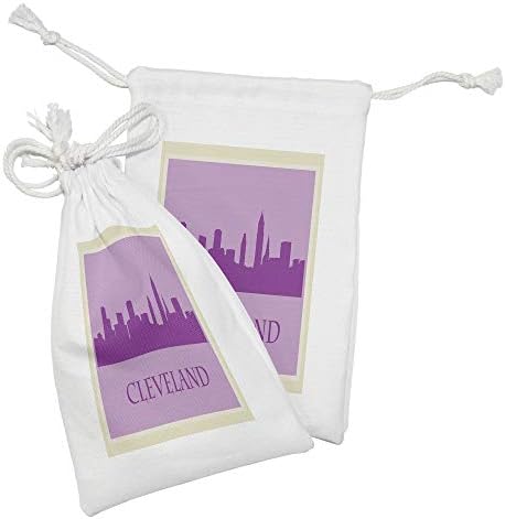 Conjunto de bolsas de tecido de Cleveland Lunarable de 2, horizonte de edifícios metropolitanos de edifícios