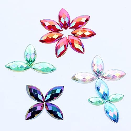 Strasss acrílicos 6x12mm 50pcs Flatback Marquise Earth Facets ab Colors ACRYLIC Rhinestone Strass