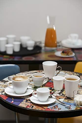 Opal de café expresso de bormioli rocco com alça de aço inoxidável, conjunto de 4, 3,5 oz, branco