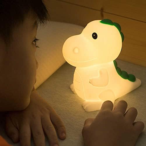 Dinosaur Kids Night Lights 7 Cores Crianças Night Night Light USB Recarregável Animal Lâmpadas de silicone