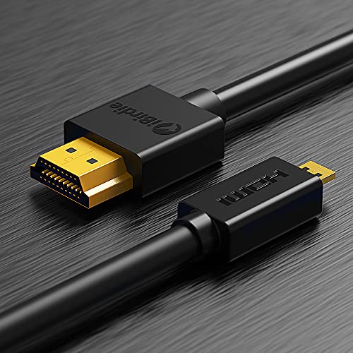 Ibirdie Micro HDMI para cabo HDMI 20 pés - alta velocidade 18 Gbps Suporte 4K 30Hz, 1080p 60Hz Compatível com