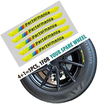 QC 4+1 PCS Adesivos de cubo de roda preta M emblema de desempenho para BMW Decaling Decal de decalque de carro de