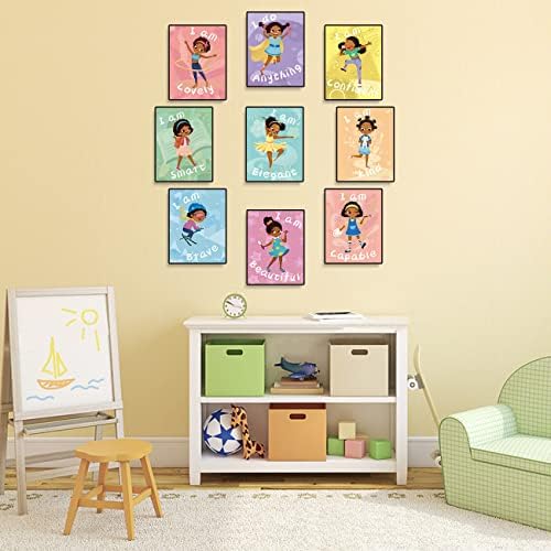 Eu sou confiante e bem-adorável 9 PCS Decoração de quarto de garotas Arte de parede, 8 x 10 ”pôsteres