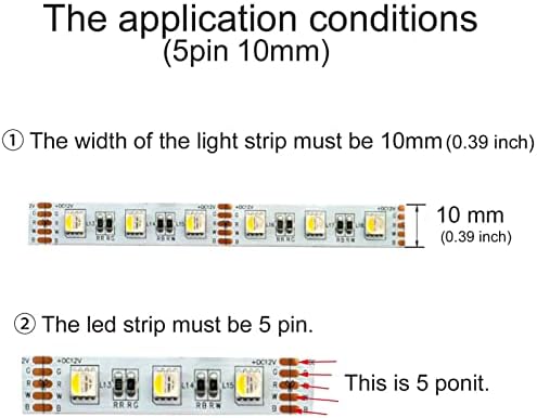 Conector de tira LED 5 pinos de 10 mm incluem forma L e forma T para luzes de tira LED 5050 RGBW