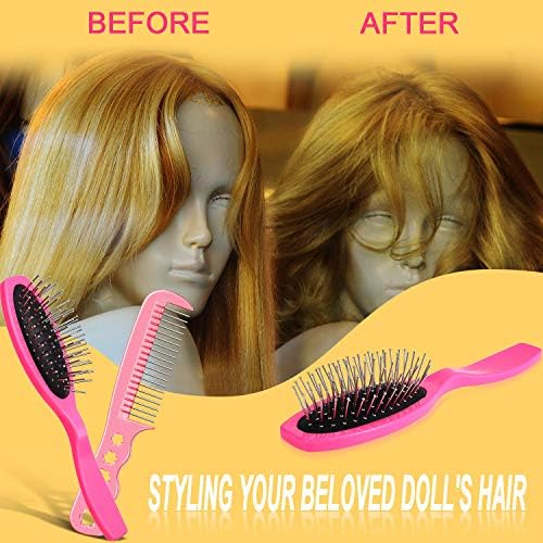 YoungJoy 2 PCs Mini Hairbrush Princadeiro de cabelos de peruca em acessórios de estilo rosa Ferramentas