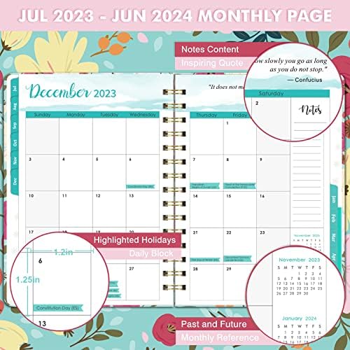 2023-2024 Planner-Weekly ＆ Monthly Academic Planner 2023-2024, julho de 2023-junho de 2024, 6,4 x 8,5