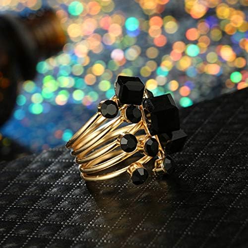 Anel de casamento vintage do anel de casamento vintage de feminino anel de engajamento de cristal preto para mulheres
