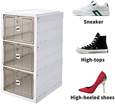 Caixas de armazenamento de sapatos, armário de armazenamento de sapatos dobráveis ​​de plástico transparente,