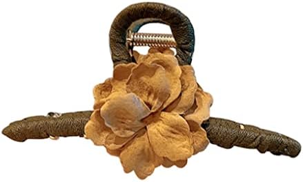 Walnut retro grande aperto clipe de cabelo enrolado Clipe de temperamento feminino Flores de tecido de trás do clipe