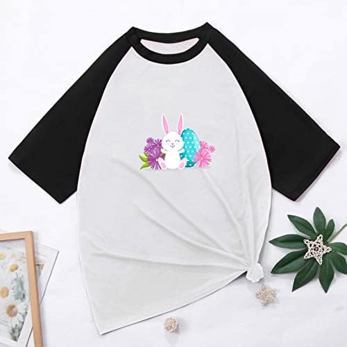 Feliz camisa de Páscoa para mulheres de manga curta coelhinho de páscoa coelho camisetas gráficas