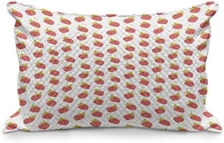 Ambesonne Fruit acolchoado na capa de travesseiro, frescura de morango forma verão suculenta estação