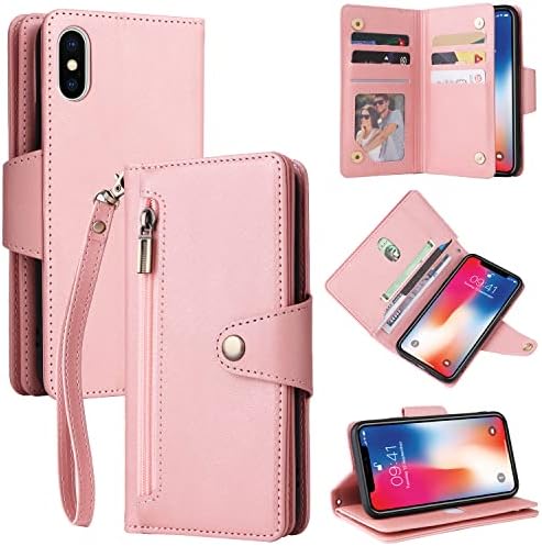 LBYZCase iPhone XR Case, iPhone XR Wallet Case, Luxo Durável Luxo Folio Flip Leather [bolso do zíper]