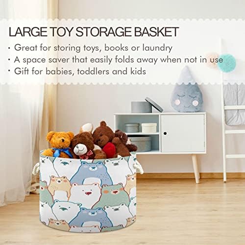 Kigai Cotton Clope Basket Cartoon Bear grande cesto de armazenamento para brinquedos Bobetas cestas de lavanderia
