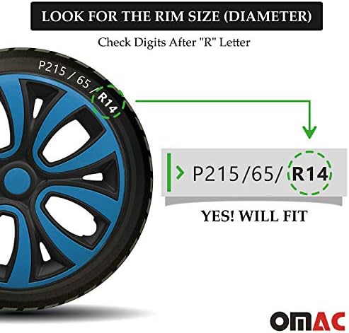 Capas de tampa da borda da roda OMAC | Acessórios para carros Caps de cubo de estilo OEM de 14 polegadas 4