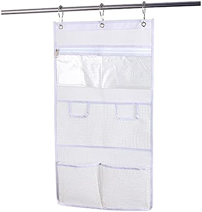 Caddy de chuveiro de malha de dearjana com bolso sensativo para toque, banheiro pendurado organizador