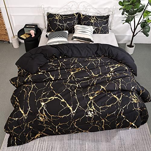 Smoofy Gold Black Consolador Queen Bed Set Prind Print Glitter Gold Bedding Set