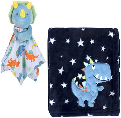Baby Essentials Dino Clanta para meninos e meninas com Baby Dino Lovie Security Blanket Pal - Baby