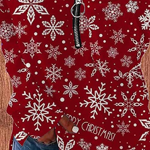 Moletons de Natal Narhbrg para a manga comprida Henley Tops Pullover com Zipper Casual Loose Fit
