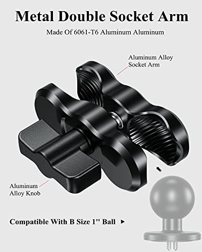 BRCOVAN Aluminium Ligo Double Socket Arm Short Arm compatível com RAM Montagens de RAM B Tamanho