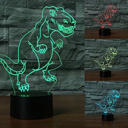 3D Dinosaur Night Night Tabel Light Desk Illusion Lâmpadas de ilusão 7 Luzes de cores Luzes de
