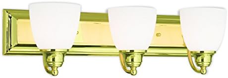 Iluminação Livex 10503-02 Vanidade de banho de latão polida com vidro de cetim opala