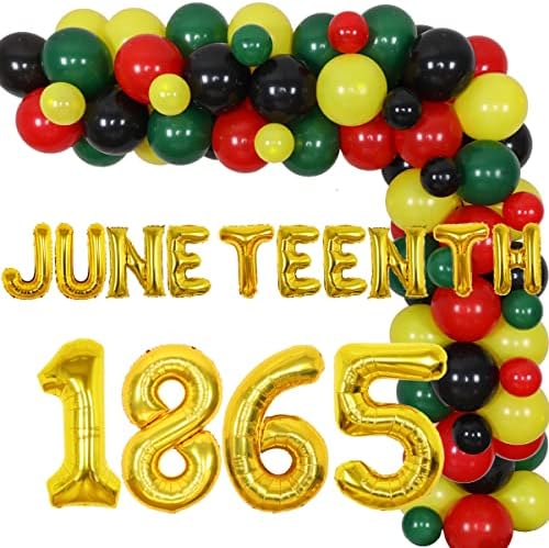 Juneteenth Party Decorações, 1865 Decorações do Dia da Independência - Verde Amarelo Verde Black Feliz