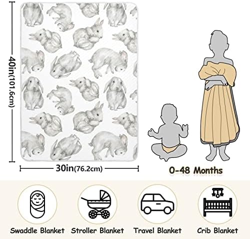Kigai Bunny Baby Blanket para meninos meninas, mole reversível e reversível recebendo cobertor para criança