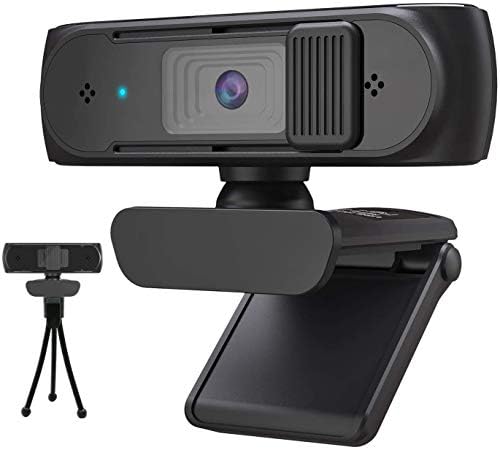 Webcam de foco automático 1080p com cobertura de privacidade e tripé, câmera FHD de 5m com microfone para PC