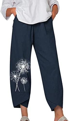 Leggings casuais femininos calças de trabalho elástico de algodão longo e irregular de algodão
