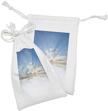 Conjunto de bolsas de tecido de nuvens de Ambesonne de 2, ar vívido com nuvens de reflexão meteórica, impressão