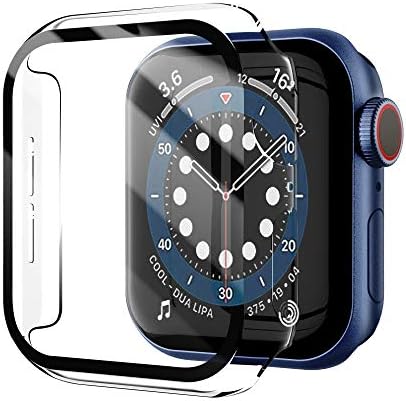Juyya Compatível para Apple Watch Series 6/SE/5/4 Case, protetor de tela Apple Relógio Vidro temperado