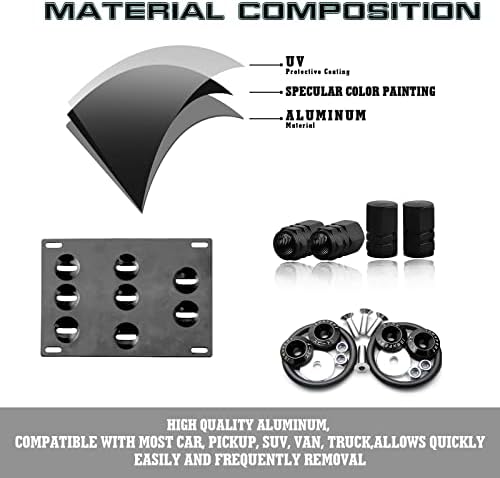 Conjunto de tecnologia Xotic Placa de gancho de reboque de alumínio + tampas da válvula de ar da roda