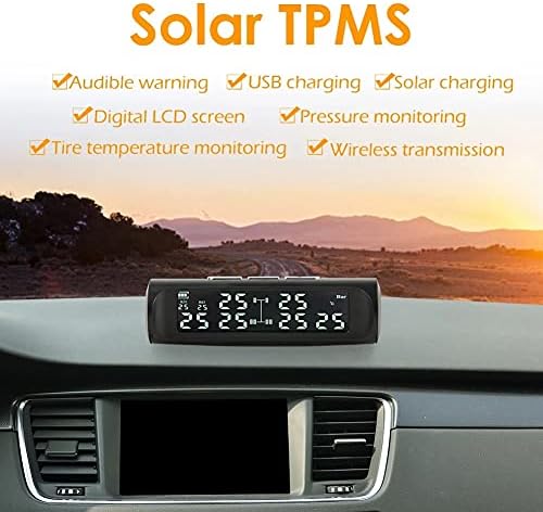 WYKDD SOLAR CAR TPMS Sistema de alarmes de monitoramento de pressão dos pneus com 6 sensores externos Display LCD