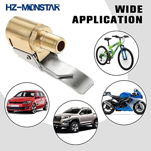 Hz-Monstar Tire Air Chuck com adaptador de clipe, 2 PCS Clipe de 8 mm de imersão no pneu Brass