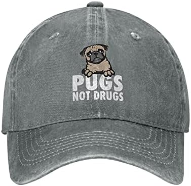 Pugs não drogas chapas casuais chapéus de beisebol de cowboy preto boné de golfe para homens