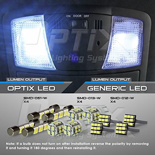 OPTIX 12PC 2013-2017 Compatível com Honda Accord 6 Cilindro LED LED Interior Light Package Substacting Set