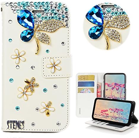 Caso de Stenes Galaxy J7 - Stylish - 3D Made Bling Bling Crystal Dragonfly Butterfly Design Wallet Slots
