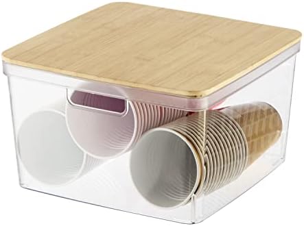 Lixeira de armazenamento empilhável de oggi com tampa de bambu - ideal para cozinha, despensa, armário,