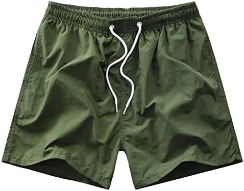 Men Solid Color Beach Classic Fit Shorts Shorts elásticos casuais de água de tração abaixo de