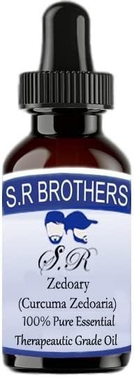 S.R Brothers Zedoary puro e natural terapêutico Óleo essencial de grau com conta -gotas 100ml