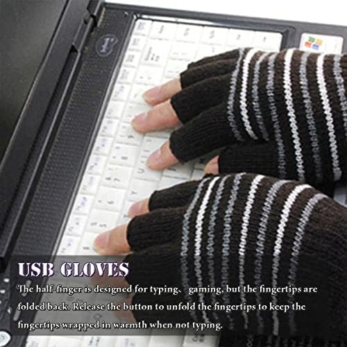 Luvas aquecidas USB para mulheres e homens, luvas mais quentes das mãos para digitar, luva aquecida