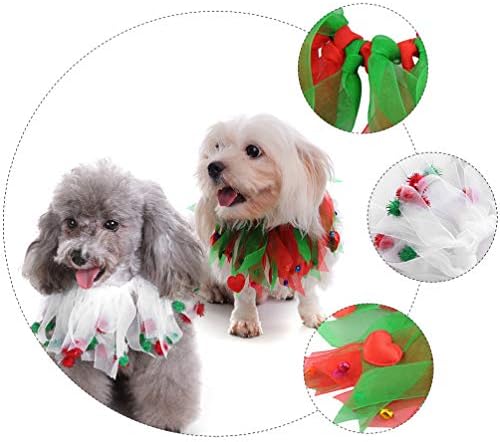 AMOSFUN 2 PCS Cola de cão de Natal Red Lace Green Lace Xmas Pet Gato Colar laços de gravatas Costumo de