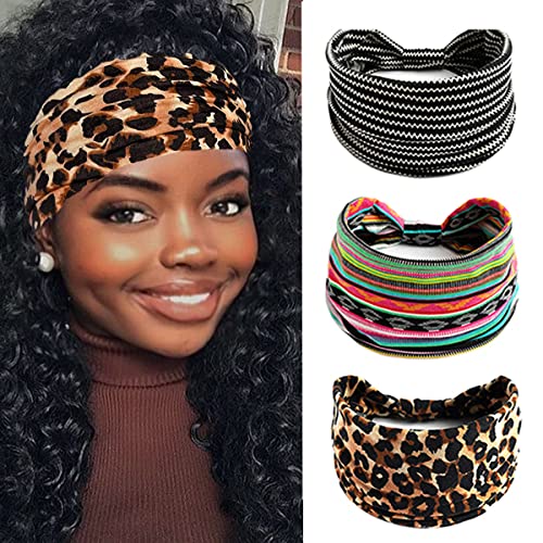 Ahoney 23 pacote boho bandana para mulheres para perucas notadas banda de cabelo floral moda moda color sólida elástica