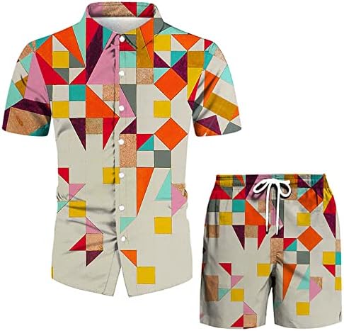 4zhuzi masculino de camisa de praia engraçada, camisetas casuais de botão de botão curta e shorts ternos de camiseta